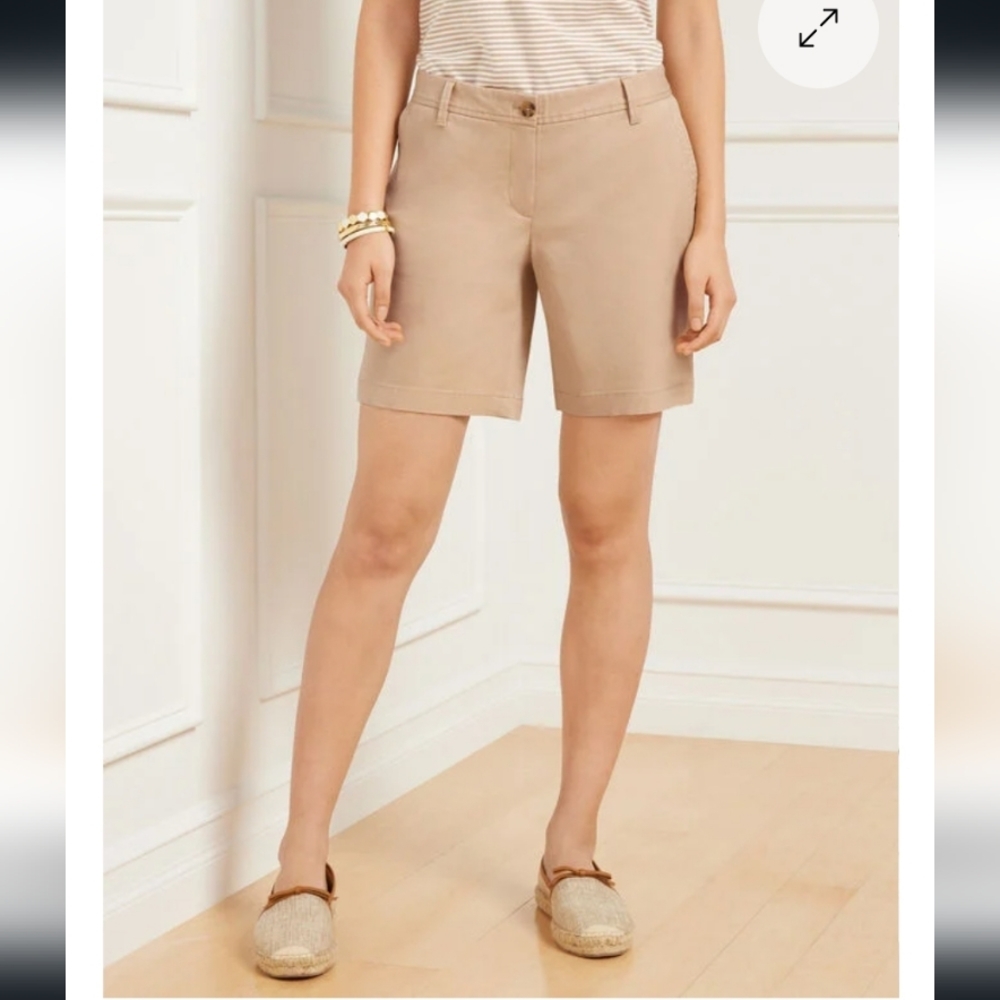 Talbots womens petite khaki  twill casual shorts coastal beachy  14WP